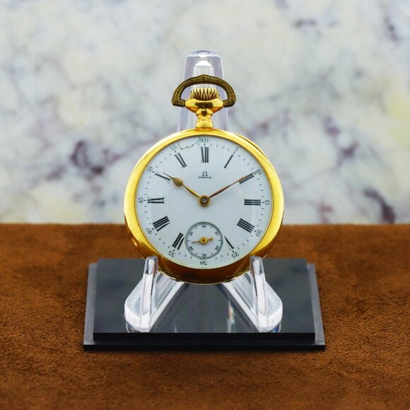 Omega 18kt Yellow Gold ’Grand Prix Paris 1900’ Pocket Watch 45.5mm White Enamel - Picture 1 of 7